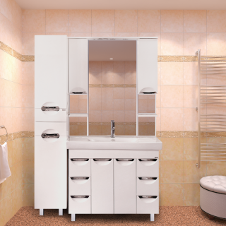 Напольная тумба под раковину Misty София с шестью ящиками 100см белый